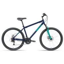 Велосипед ALTAIR MTB HT 26 2.0 D (26" 21 ск. рост. 17") 2022, темно-синий/бирюзовый, RBK22AL26109